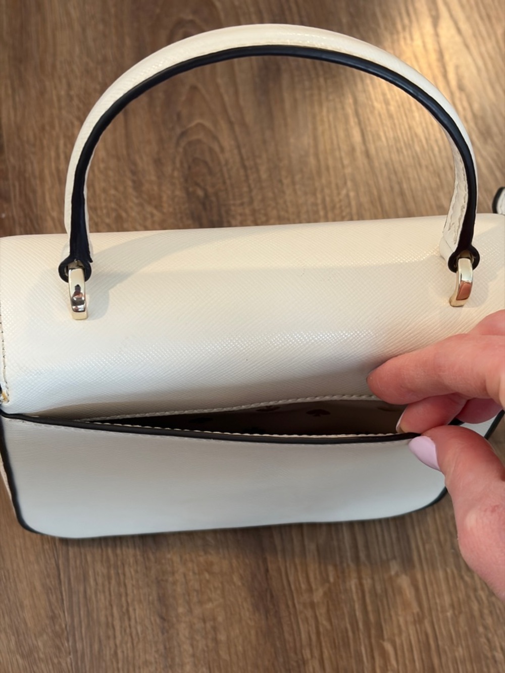 kate spade Cream Leather Crossbody Satchel with Top Handle - Picture 4 of 9